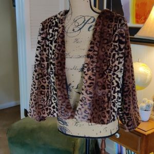 Marina Leopard Faux Fur Cropped Jacket Size 1X